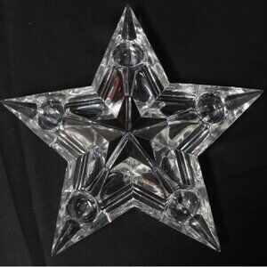 Mikasa Stellar Star 5 Hole Lead Crystal Candle Holder Clear Xmas Centerpiece